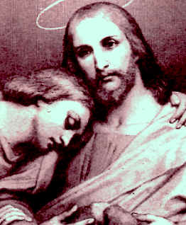 El evanglista San Juan  y Jesús durante la última cena