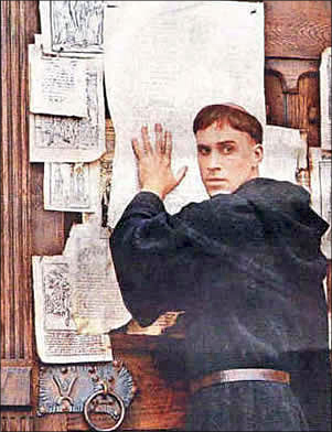 Martín Lutero fija sus tesis en la puerta de la Iglesia