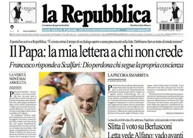 El Papa Francisco responde las preguntas dell editor no creyente de la Repubblica